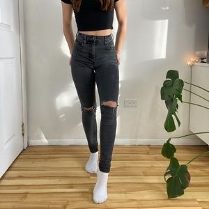 Garage Black High-Rise Skinny Jeans with Knee Rips
